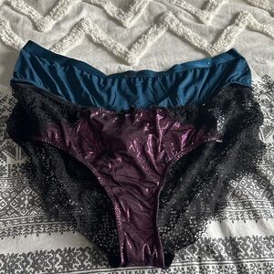 Cacique Teal and Black Lace Panty